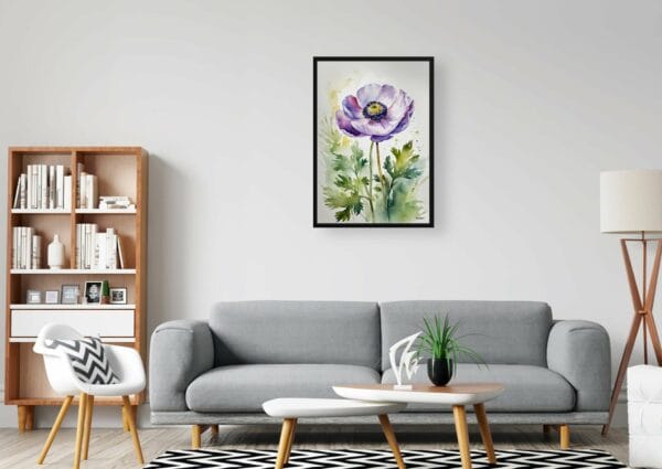 watercolour botanical print flowers anemone office 1