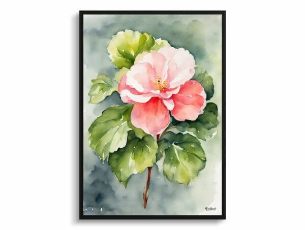 watercolour botanical print flowers begonia front view 1