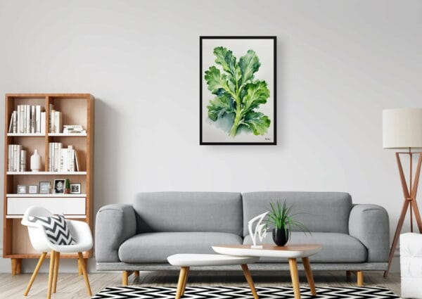 watercolour botanical print flowers brassica oleracea var gemmifera rubine minimalist office 1