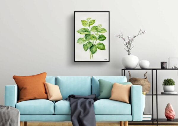 watercolour botanical print flowers brunnera macrophylla betty bowring boraginaceae minimalist living room 1