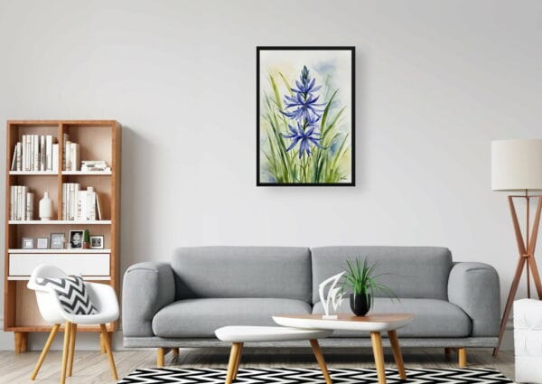 watercolour botanical print flowers camassia leichtlinii subsp office 1