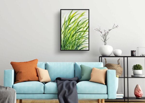 watercolour botanical print flowers carex oshimensis everillo living room 1