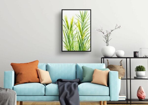 watercolour botanical print flowers carex oshimensis everillo minimalist living room 1