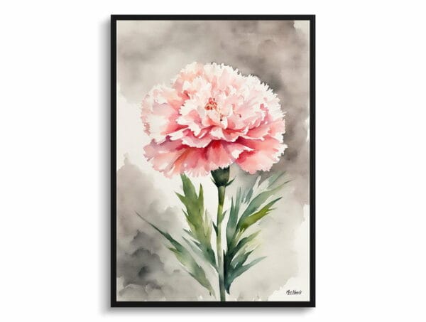 watercolour botanical print flowers carnation front view 1