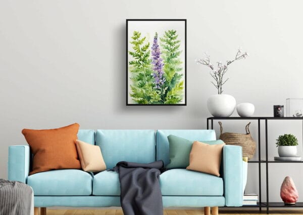 watercolour botanical print flowers cheilanthes lanosa living room 1