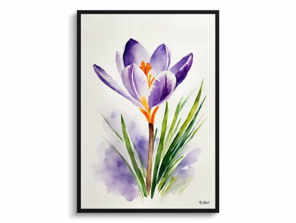 watercolour botanical print flowers crocus minimalist front view 1