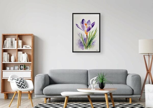 watercolour botanical print flowers crocus minimalist office 1