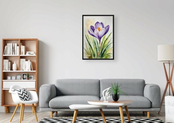 watercolour botanical print flowers crocus office 1