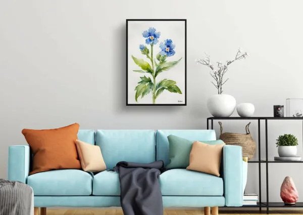 Chinese Forget-me-not Watercolour Botanical Art Print - Cynoglossum Amabile Minimalist Framed Plant Wall Art - Image 10