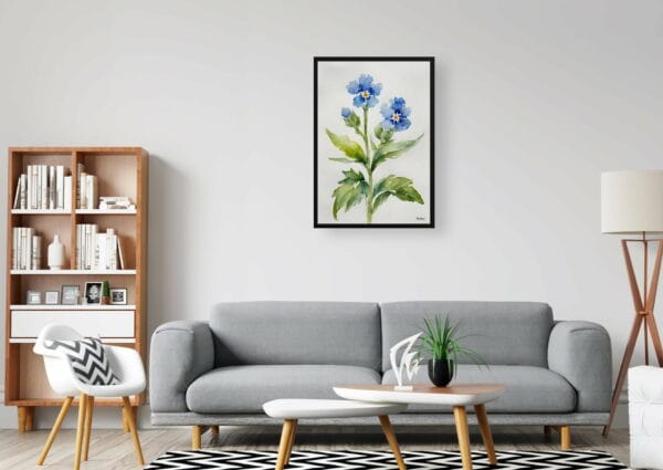 watercolour botanical print flowers cynoglossum amabile minimalist office 1