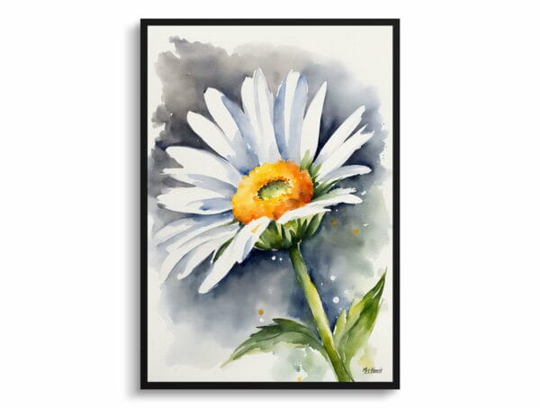 watercolour botanical print flowers daisy front view 1