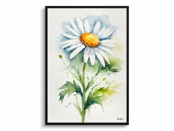 watercolour botanical print flowers daisy minimalist front view 1