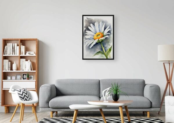 watercolour botanical print flowers daisy office 1