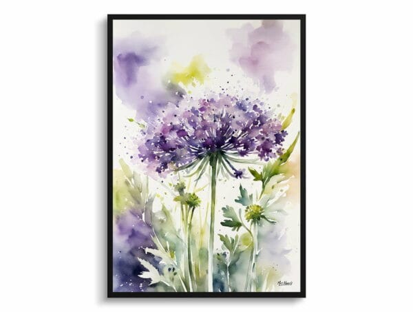 watercolour botanical print flowers daucus carota purple haze front view 1