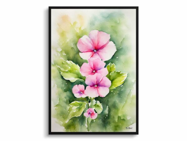 watercolour botanical print flowers diascia personata front view 1