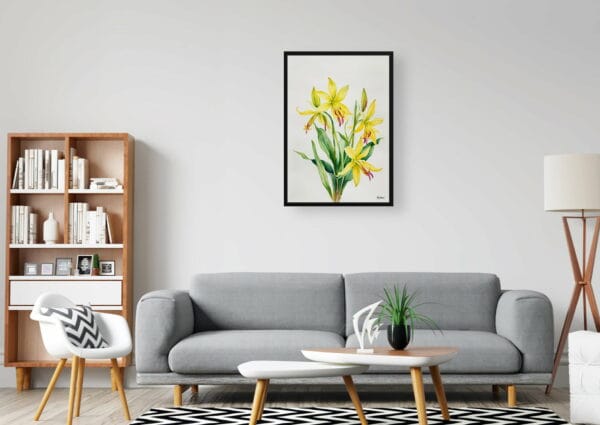 watercolour botanical print flowers erythronium pagoda minimalist office 1