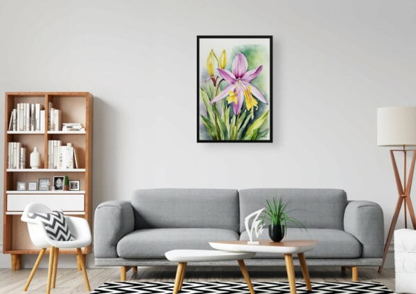 watercolour botanical print flowers erythronium pagoda office 1