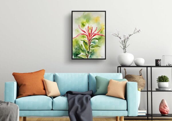 watercolour botanical print flowers honeysuckle living room 1