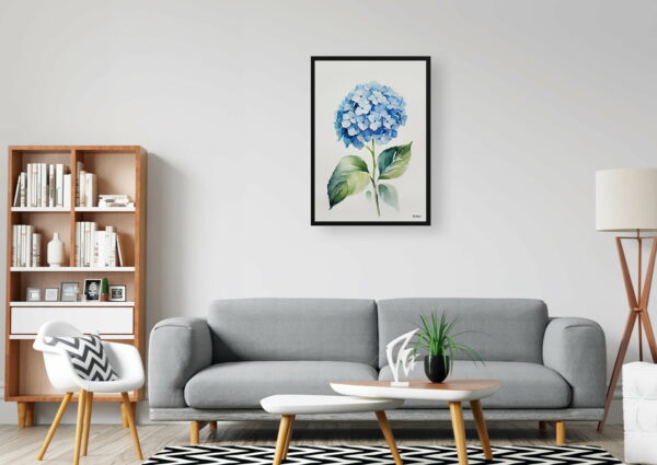 watercolour botanical print flowers hydrangea minimalist office 1