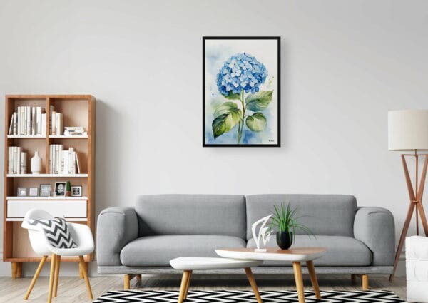 watercolour botanical print flowers hydrangea office 1