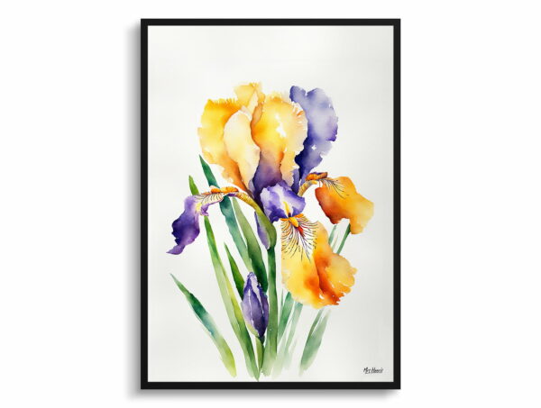 watercolour botanical print flowers iris minimalist front view 1