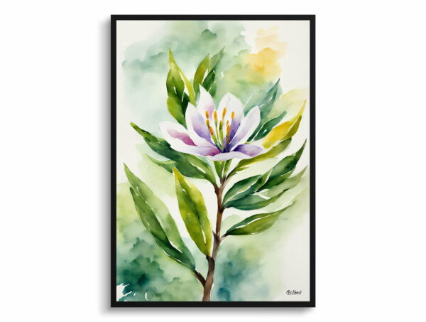 watercolour botanical print flowers laurel front view 1