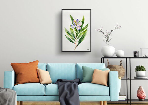 watercolour botanical print flowers laurel minimalist living room 1