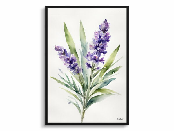 watercolour botanical print flowers lavender minimalist front view 1