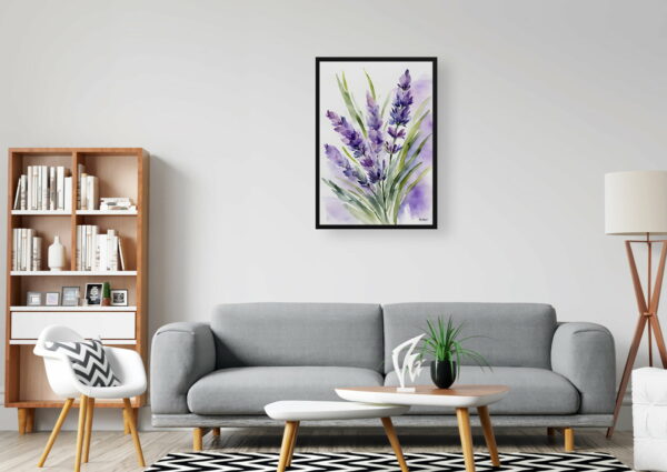 watercolour botanical print flowers lavender office 1