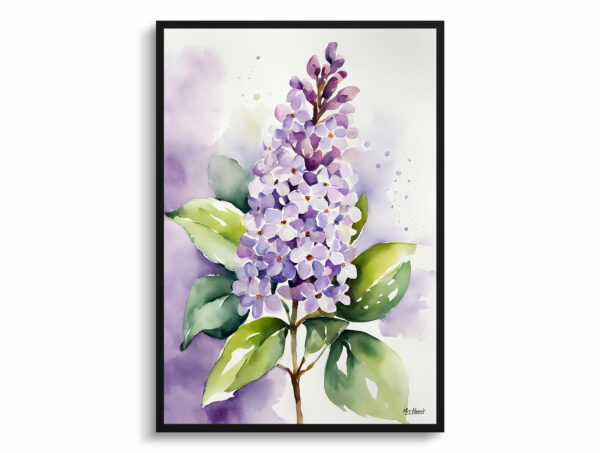 watercolour botanical print flowers lilac front view 1