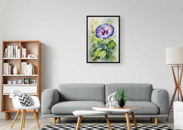 watercolour botanical print flowers morning glory office 1