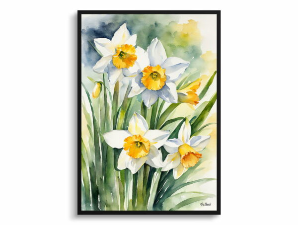 watercolour botanical print flowers narcissus hawera front view 1