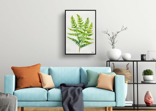 watercolour botanical print flowers osmunda regalis royal fern minimalist living room 1