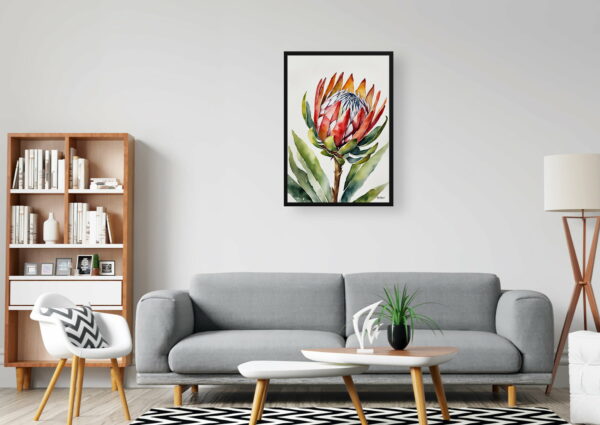 watercolour botanical print flowers proteas minimalist office 1