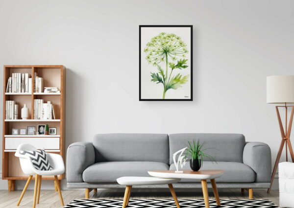 watercolour botanical print flowers queen annes lace minimalist office