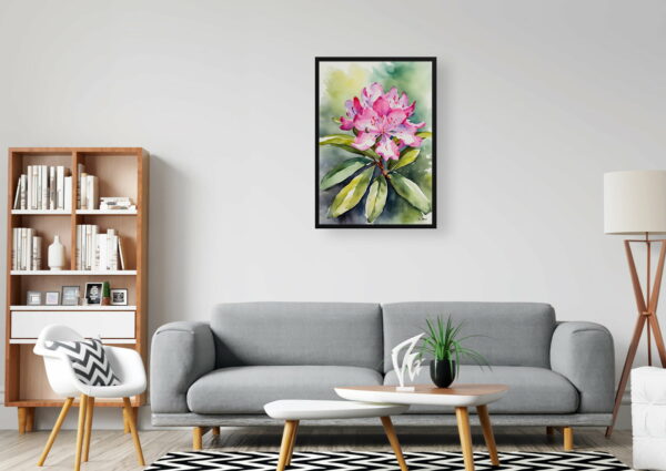 watercolour botanical print flowers rhododendron office 1