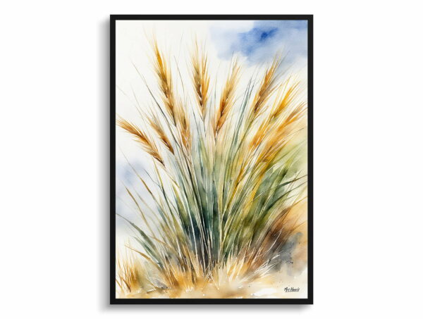 watercolour botanical print flowers stipa ichu peruvian feather grass front view 1