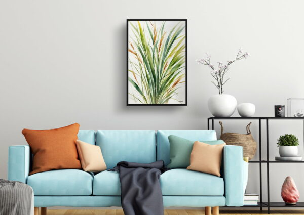 watercolour botanical print flowers stipa ichu peruvian feather grass minimalist living room 1