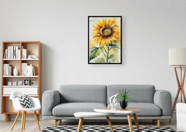 watercolour botanical print flowers sunflower office 1