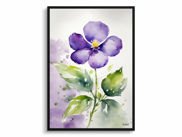 watercolour botanical print flowers violet front view 1