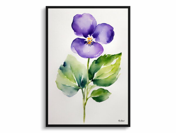 watercolour botanical print flowers violet minimalist front view 1