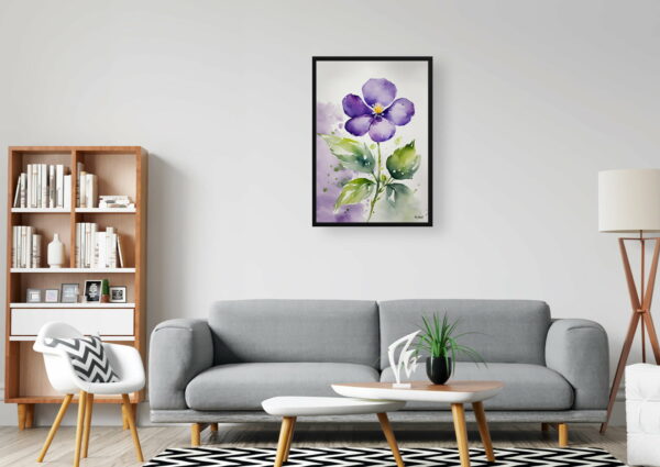 watercolour botanical print flowers violet office 1