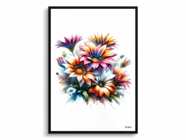 watercolour realist flowers african daisiesgazania front view 1