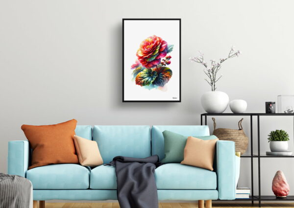 watercolour realist flowers begonia infernobegonia living room 1