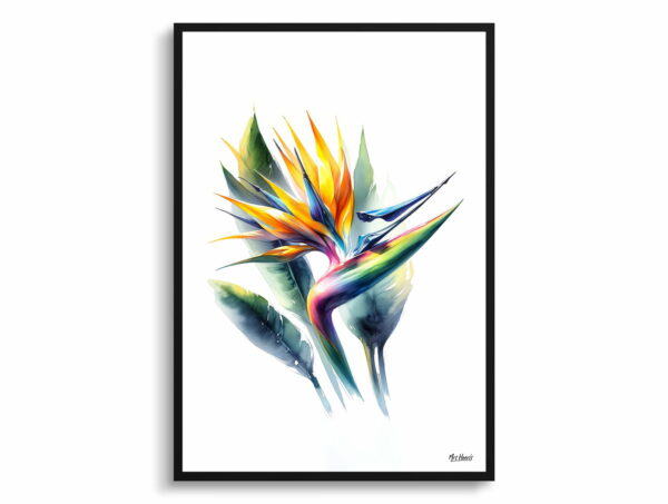 watercolour realist flowers bird of paradisestrelitzia front view 1