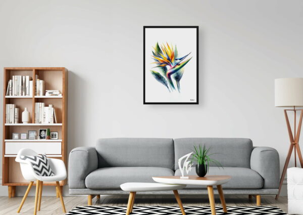 watercolour realist flowers bird of paradisestrelitzia office 1