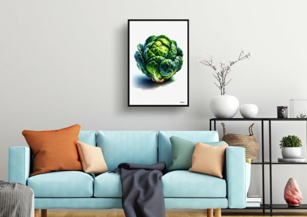 watercolour realist flowers brassica oleraceabrussel sprouts living room 1