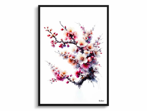 watercolour realist flowers cherry blossomsakura front view 1