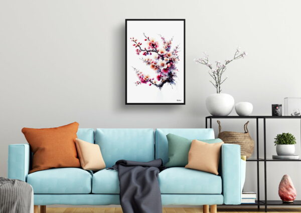 watercolour realist flowers cherry blossomsakura living room 1