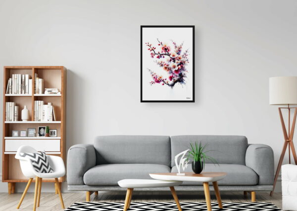 watercolour realist flowers cherry blossomsakura office